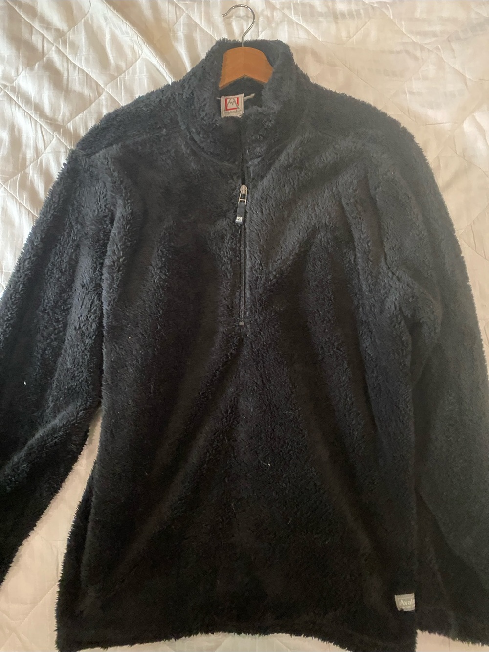 Avalanche Men's Black Fuzzy Half-Zip Sweater